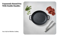 Easy to Clean Round Non-Stick Griddle Even Heat Distribution Korean Type Barbecue Pan Evenly Heated for Outdoor, Home, Parties