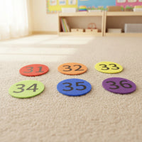 36 Pieces Numbered Carpet Marker Sticker with Numbers Easy to Remove Carpet Marker with Drawstring Bag Round Sitting Dot 100 Mm for Classroom