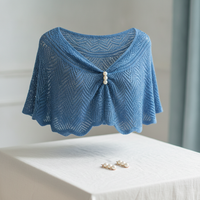 Knitted Poncho Shawl with Brooch - Lightweight Sun Protection Cover-Up for Spring/Summer