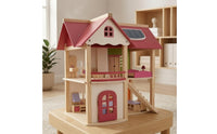 Wooden Dollhouse Balcony Open-Frame Dollhouse Decorative Backboard Kids Toy for Children