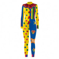 Clown Jumpsuit Form-Fitting-Hugging Clown Jumpsuit Long Sleeves Bodysuit Costume