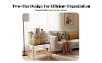 Mobile Storage Trolley Large Capacity 2-Tier Rolling Cart 2 Tier Laundry Cart Lockable Casters Metal Clothes Hamper Wheels