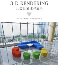 简约休闲区创意幼儿园休息室书店咖啡厅等候接待异形办公沙发组合