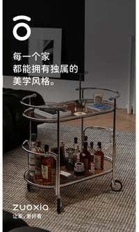左下City推车家用中古可移动茶几客厅餐车沙发边几复古床头置物架