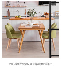 餐椅家用实木餐桌椅现代简约餐厅吃饭靠背椅子软包可旋转茶桌椅子 固定款 | 浅黄色【透气棉麻+高弹海绵+实木椅腿】
