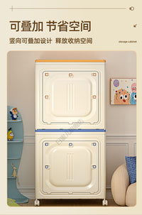 被子收纳箱家用大容量超大加厚塑料换季衣物整理箱折叠带轮储物柜 橘色透门【可折叠/带滑轮】