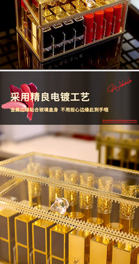 口红收纳盒桌面多格装化妆品的盒子带盖网红欧式小奢华唇釉架子