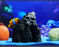 鱼缸造景装饰水族箱爬宠假山鱼虾躲避屋树脂鱼缸摆件骷髅山洞假山