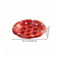 Cute Fungus Pet Bowl Adorable Ceramic Pet Bowl Glossy Feeding Dish Easy to Clean for Cats, Indoor