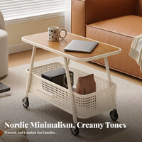 Mobile Design 2-Tier Rolling End Table Multi-Functional 2-Tier Rolling wagon adjustable Serving Trolley Space-Saving for homeowners, Apartment Dwellers, Office Workers, Living Room, Bedroom, Small areas, Reception Area