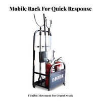 Mobile Security Equipment Rack Multi-Functional Rolling Fire Station Easy Assembly Riot Control Gear Stand for Schools, Banks, Office Buildings