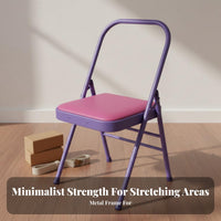 Padded PU Leather Seat Iyengar Exercise Chair Foldable Design Folding Exercise Chair Portable and Space-Saving Fitness Equipment Non-Slip Feet for Beginners, Seniors, Home Gym, Physical Rehabilitation