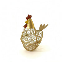 Decorative Chicken Basket Metal Wire Basket with Hinged Top Vintage Compact for Kitchen
