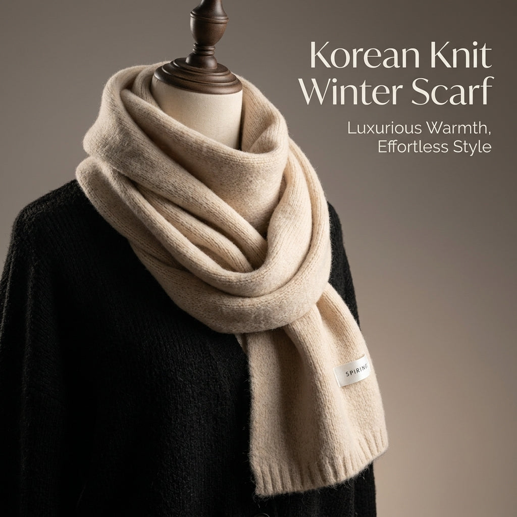 Knit Scarf for Women Winter, Long Knitted Scarves for Fall Cold Weather, Polyester Acrylic Thermal Insulation 63 x 7.9 Inches