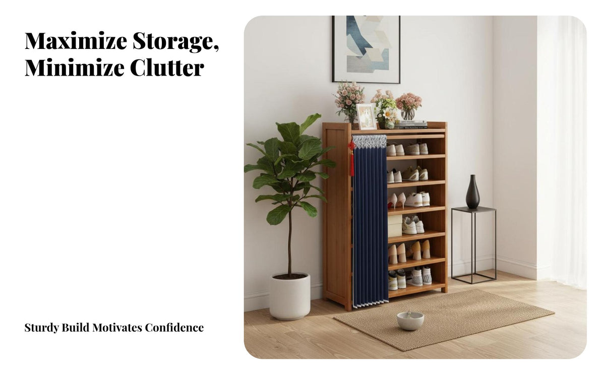 Shoe Shelf with Dust Curtain Space-Saving Multi-Tier Shoe Rack Dustproof Entryway Furniture for Students, Apartment Dwellers, Hallway, Bedroom, Closet