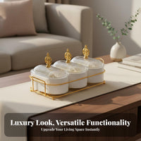 Light Luxury Design Multi-Compartment Nut Serving Platter Dust and Divided Serving Tray with Lid Removable Compartments