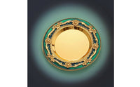 Round Tray with Embossed Rim Vintage-Inspired for Candle Display