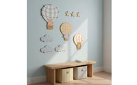 9 Pieces Wooden Balloon and Celestial Wall Art Whimsical Heavenly Motif and Celestial Wall Decor Set Child Materials Hot Air Balloon Decor for Bedroom