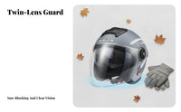 Helmet 3C Certified 3/4 Shell Helmet with Visor Four-Season Shielded Headwear for Commuting, Street Riding
