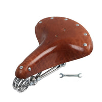 Shock Absorbing Vintage Leather Bike Saddle Long-Lasting Vintage Spring Saddle Comfortable Three Spring Bike Seat Breathable for Cyclists, Leisure Riding, City Commuting