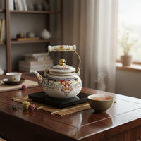 Enamel Teapot High Temperature Resistant Floral Enamel Tea Kettle Floral Print Kettle Multi-Cooktop Compatible for Household