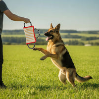 Heavy-Duty Dog Training Bite Toy Long-Lasting Jute Bite Pad Tough Jute Tug Toy Woven for Dogs, Young Dogs, Outdoor Play