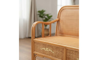 Chinese Design Arhat Bed Retro Design Rattan Sofa Wicker Couch Handwoven Woven Daybed Small Apartment Suitable for Balcony