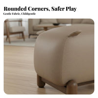 Solid Wood Frame Piglet-Shaped Ottoman Extra Seating Upholstered Accent Stool 150kg Load Capacity Household Furniture Comfortable for Homeowners, Apartment Dwellers, Living Room, Entryway, Bedroom, Playroom