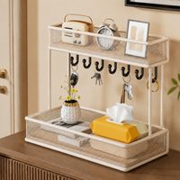 Narrow Hallway Shelf Shoe Rack, Key Rack Wardrobe for Entrance Area, Modern Minimalist Sideboard with Wooden Shelf, Metal Frame
