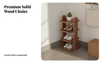 Solid Wood Shoe Rack Space-Saving Design Corner Shoe Shelf Sturdy and Hard-Wearing Multi-Tier Storage Rack for Apartment Dwellers, Homeowners