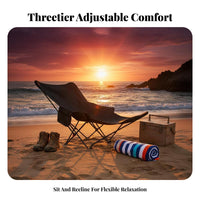 Portable Design 3-Position Folding Recliner Integrated Pillow Camping Seat for Campers, Beach& moveers, Homeowners, Beach, spineyard, Garden, waterside
