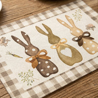 4 Pieces Easter Placemat Heat Insulating Printed Linen Table Mat Festive Design Bunny Pattern Dining Mat for Home Decor Enthusiasts, Kitchen