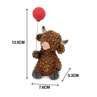 Mother's Day Gift Highland Cow Figurine Hand-Crafted Resin Calf Ornament Cute Creature Design Resin Calf Sculpture Rustic Charm for Mothers, Desktop, Shelf, Nursery, Office