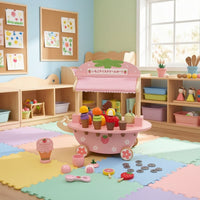 Wooden Toy Ice Cream Cart Pastel Ice Cream Cart Toy Imaginative Interactive for Children, Toddlers, Children, Playroom
