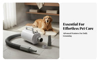 Low Noise Dog Grooming Blower Quick Drying High Velocity Pet Dryer Adjustable Speed Pet Blower Vacuum