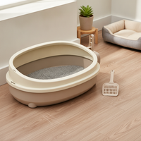 Semi-Enclosed Cat Litter Box with Scoop - Large, Anti-Splash Pet Toilet