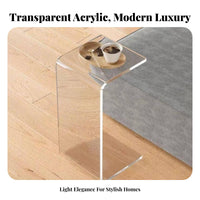 Transparent Look C-Shaped Side Table Minimalist aesthetic Home Furnishing Space-Saving Sofa Stand multi-functional Use for Apartment Dwellers, Design aficionados, Living Room, Bedroom, Small Spaces, Balcony