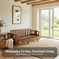 L-Shaped Wooden Sofa Traditional Chinese design Living Room Furniture All-Season Use Sectional Couch for Apartment Dwellers, Home, Lounge Area, Office
