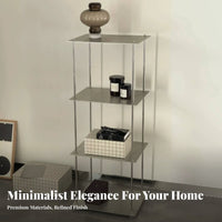 Rust Resistant Bauhaus Design Display Rack Easy Assembly Stainless Steel Shelving Unit Multi-Tier Metal Shelf for Collectors, Living Room, Bedroom, Study, Office