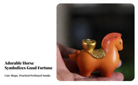 Good Fortune Symbol Cute Horse Figurine Incense Burner Creative Design Horse Figurine Incense Holder Creates Relaxing Atmosphere for Desktop