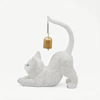 Cat Figurine with Bell Collectible Cat Figurine Cute Ornament for Collectors, Shelf