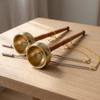Japanese Style Handheld Singing Bowl with Wooden Handle for Meditation and Sound Therapy