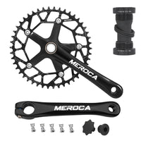 Folding Bike Crankset Aluminum Alloy Crankset with Hollow Unitary Design Matte Black Crank Arms for Cyclists, Commuters, City Riding