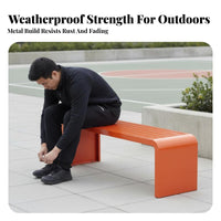 Slatted outdoor seating bench Weather-Resistant Slatted Outdoor Bench sturdy Construction Public Furnishing for Pedestrians, Adults, Backyard, roadside, Deck