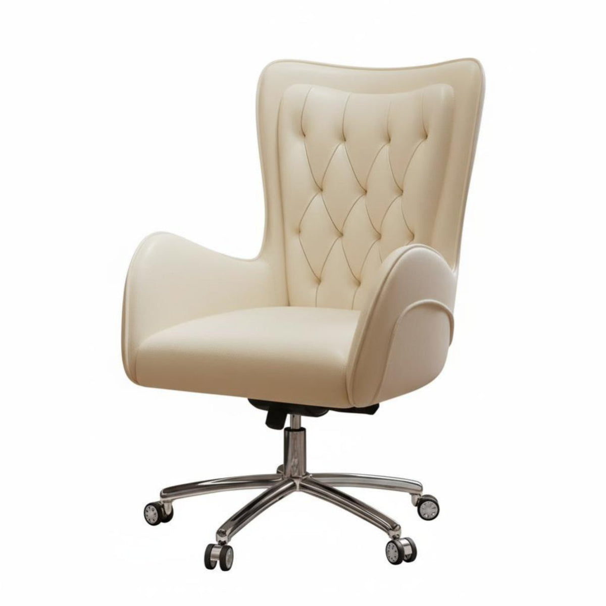 Height Adjustable Scalloped spine support Rolling Chair 360-Degree rotate Office Furniture Upholstered padding Shell-Shaped spine supportrest for Beauticians, Home Workers, Students, cosmetics studio, Vanity Area, Bedroom, Study Room