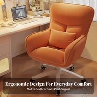 Height Adjustable Upholstered Rolling Chair High Back Support Upholstered Rolling Armchair Ergonomic Design Office Furniture Easy Assembly for Students, Gamers, Adults, Dormitory, Study Room, Bedroom, Makeup Vanity