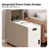 Rock Slab Countertop Rolling Sofa Cart Movable with Locking Wheels Wheeled Accent Table Lockable Casters Storage Cabinet Scratch-Resistant for Apartment Dwellers, Homeowners, Living Room, Small Areas, Lounge Area, Home Office