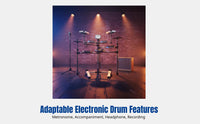 4-Pad Electric Drum Set, Upgraded Digital Drum Kit, Student & Adult, Built-in Metronome, 43 Accompaniment, Headphone & Recording, PVC