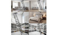 Motorized Retractable Attic Staircase Foldable Wall-Mounted Attic Stairs Collapsible Wall-Mounted Folding Stairs Indoor for Homeowners