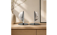Round Bookends with Marble Orb Sculptural Marble Bookends with Metal Base Modern Bookend Set for Readers, Bookshelf, Office, Reading Quiet Area